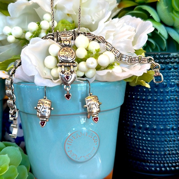 Brighton LOVE IS A HEART BEAT Heart inspirational Necklace Bracelet Earring RARE - Picture 5 of 16